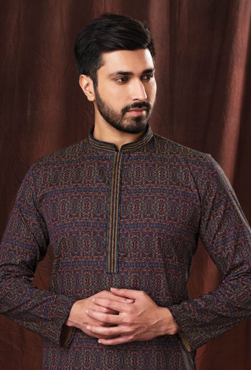 Purple Color Printed Readymade Kurta Pajama - Rent