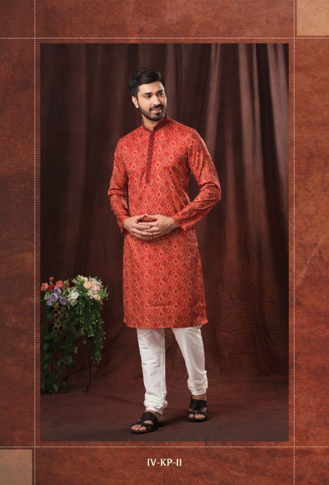 Red kurta and white pajama sale