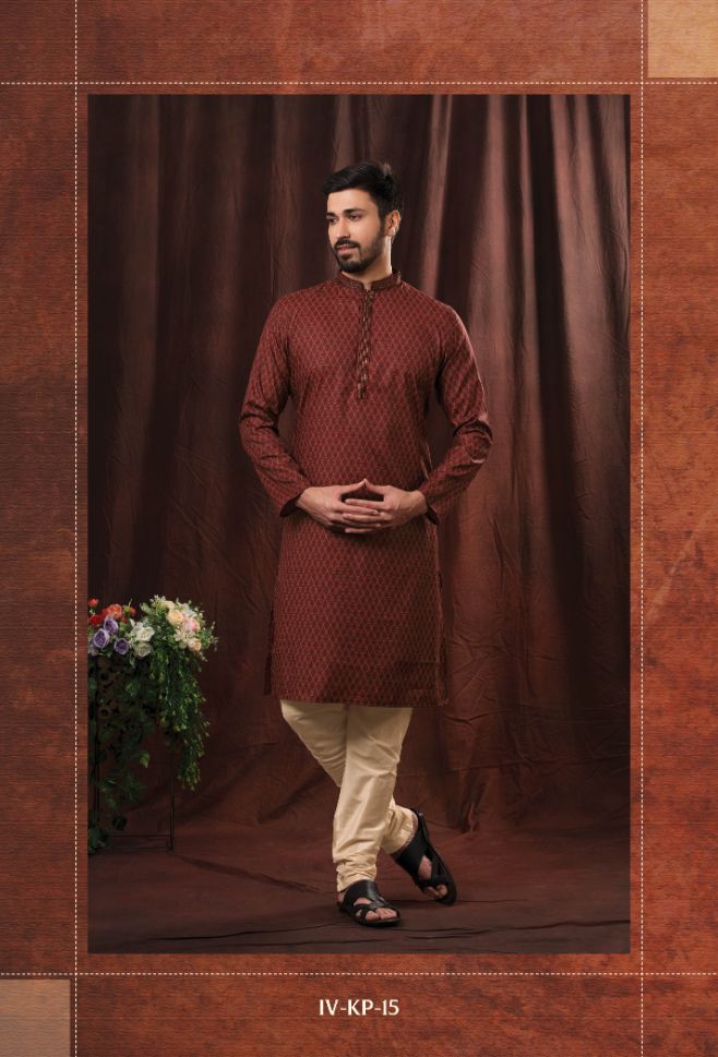 Maroon Color Printed Readymade Kurta Pajama - Rent