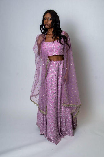 Purple Color Embroidered Lehenga Choli - Rent