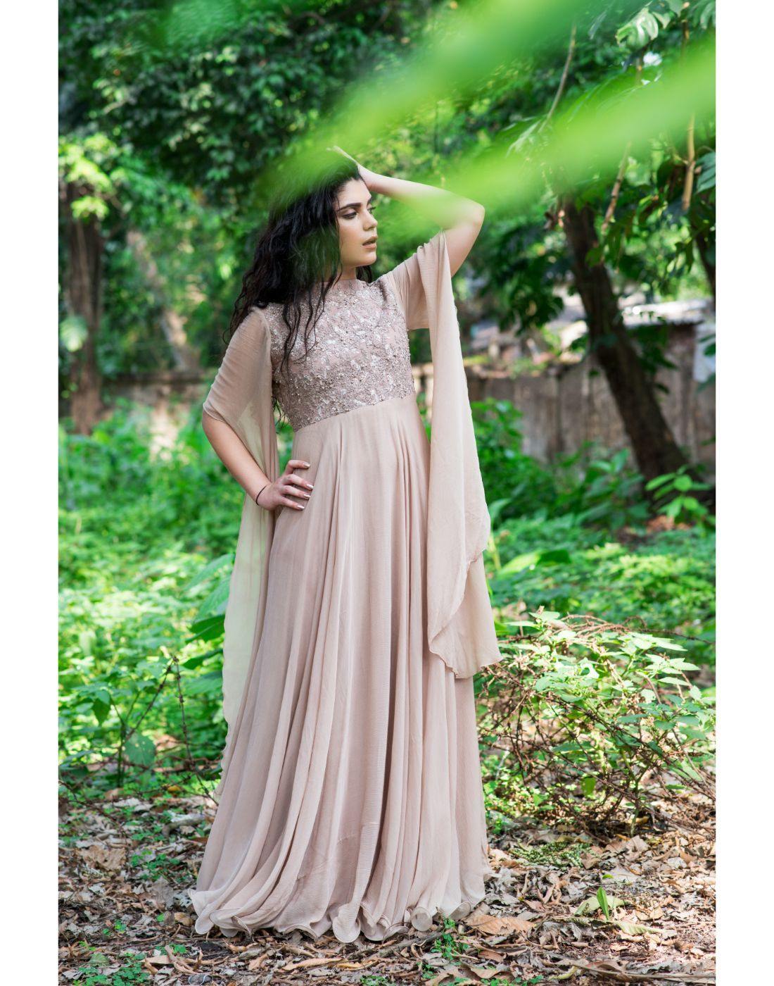 Designer Women Dress | Party Wear Gown in Pink | Buy Online at Inhika.com