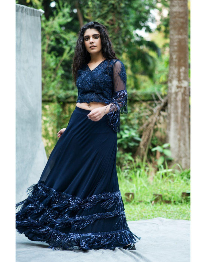 Buy COCO Elegant Two Piece Dress Crop Top and Skater Skirt Set in Navy  Blue. Womens Vintage Style Summer Outfit, Garden Party, Wedding Online in  India 