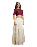 Rent Maroon & Ivory Lehenga Choli-Women-Glamourental