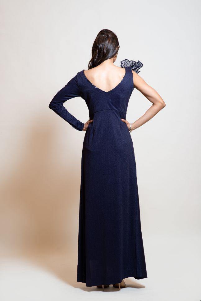 Navy Blue Drape Dress - Rent - Glamourental