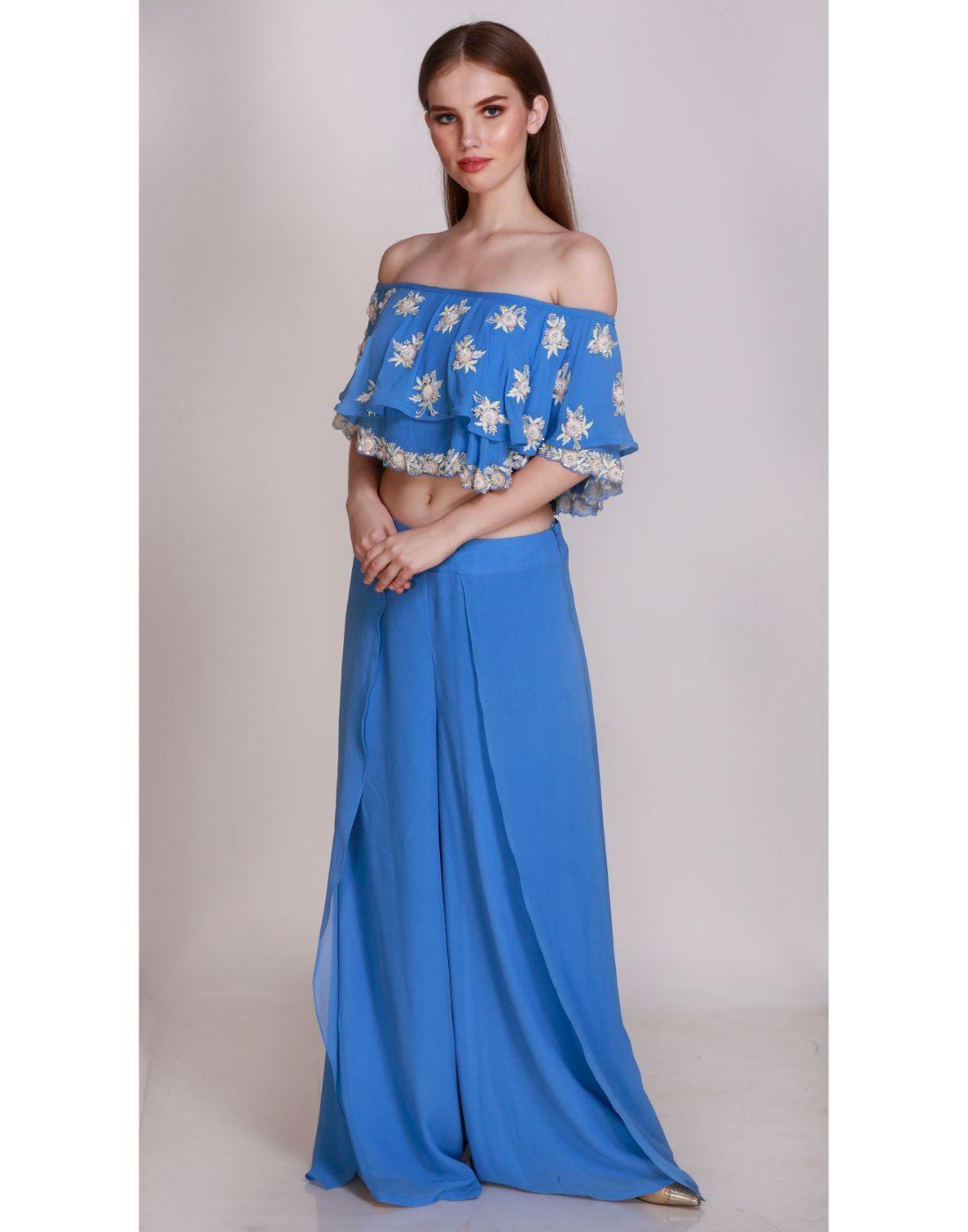 Label Nayna Kapoor's Rent Embroidered Frill Top With Layered Palazzo_1