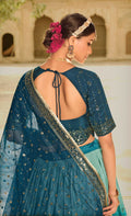Limed Spruce Blue Silk Lehenga Choli - Rent_3