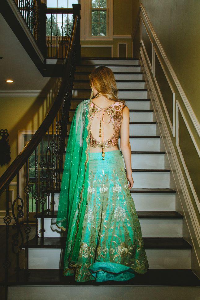 Green Embroidered Lehenga Set | Green lehenga, Indian reception outfit,  Indian wedding wear
