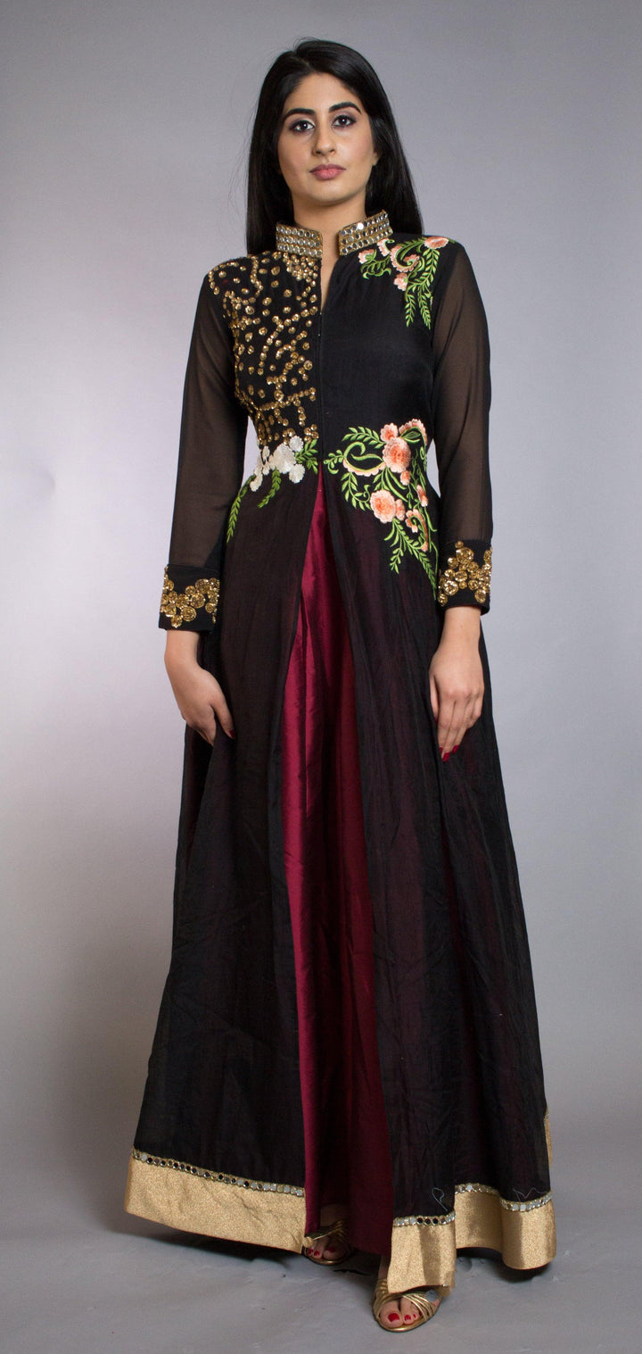 Black Georgette Partywear Gown - Rent - Glamourental