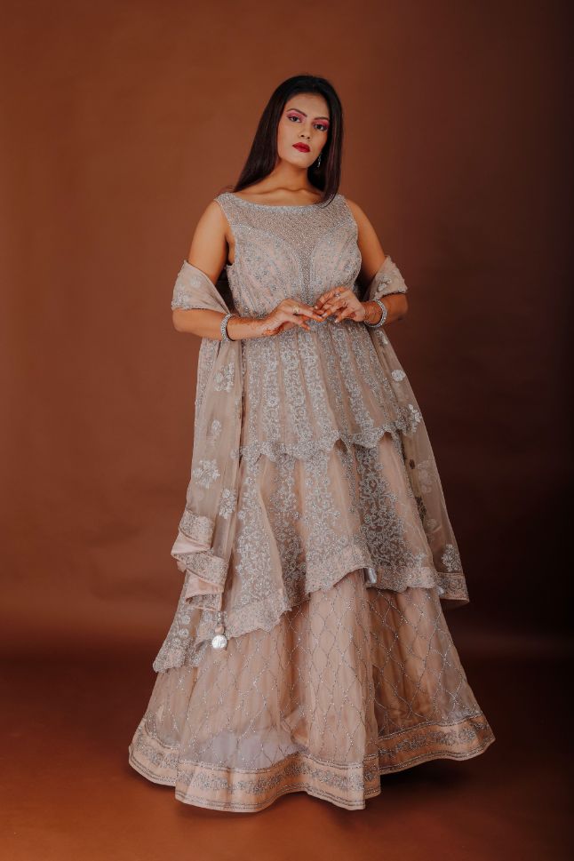 Light Pink Heavy Embroidered Gown - Rent