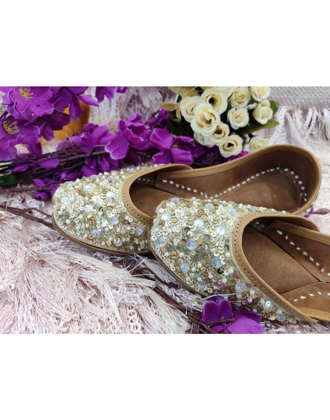 Fancy Handmade Mojari Juti Flat Bellies For Women With Fancy Bead Work And  Perfect Party Wear Sandal For Ladies