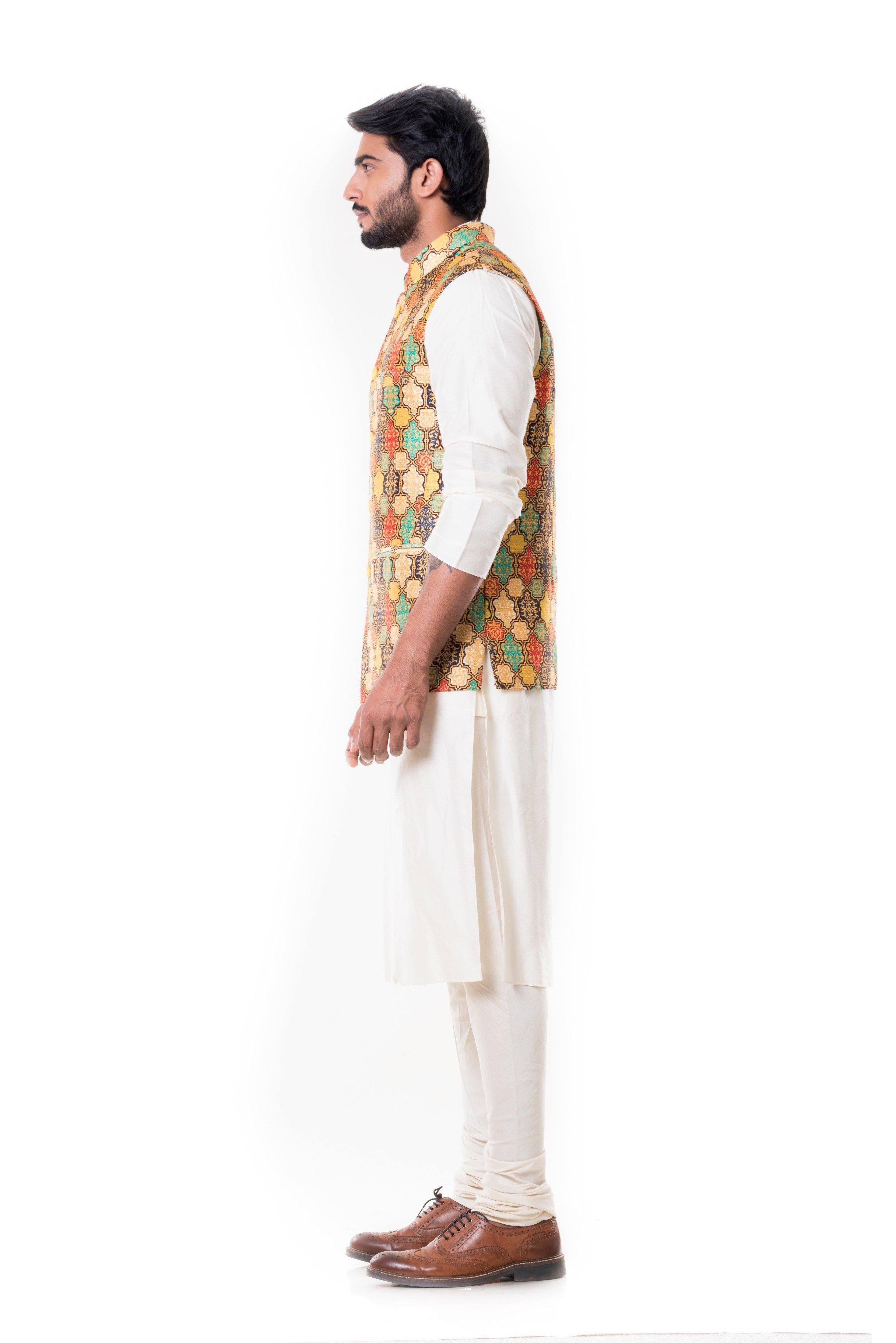 Kurta Pyjama Online | Buy Cream kurta pajama with jacket