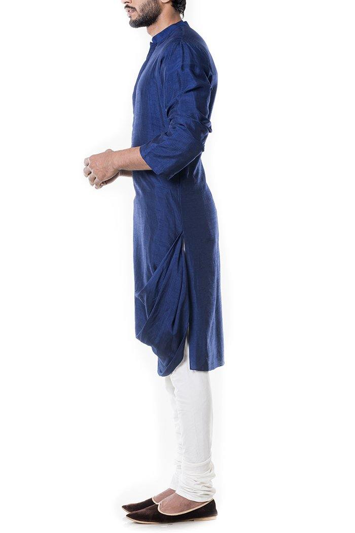 Blue Cowl Kurta Set-Men-Glamourental