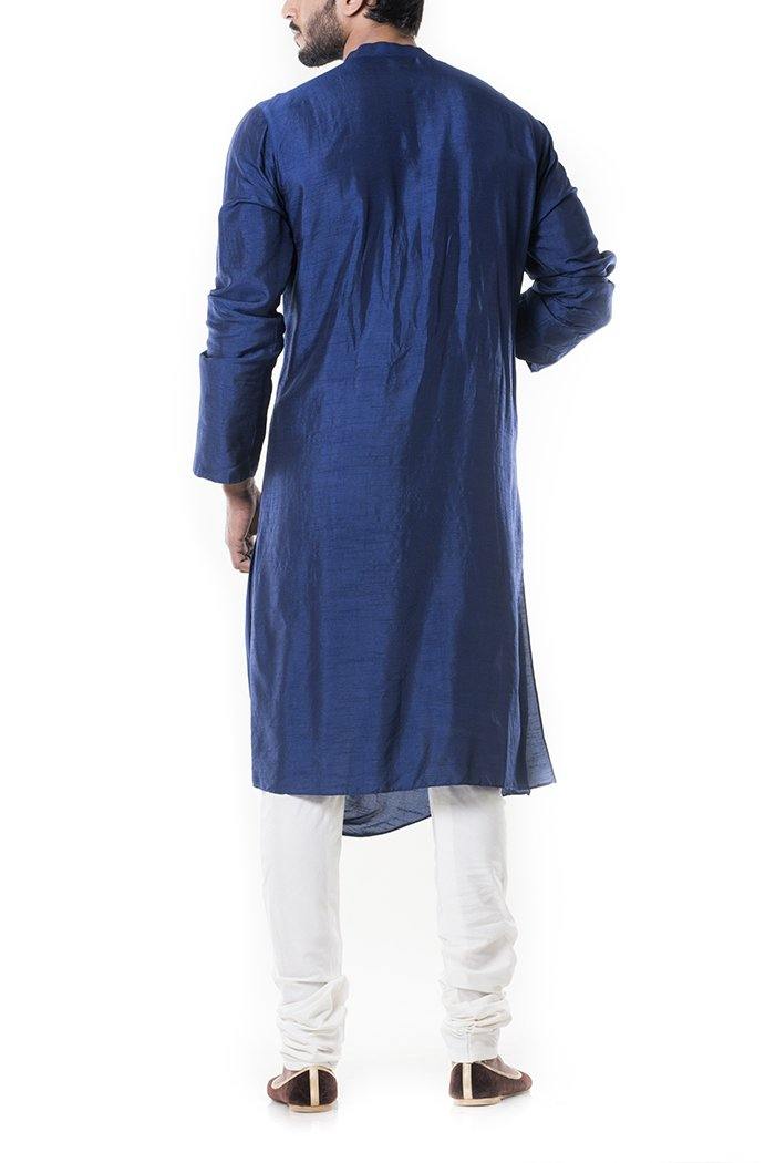 Blue Cowl Kurta Set-Men-Glamourental