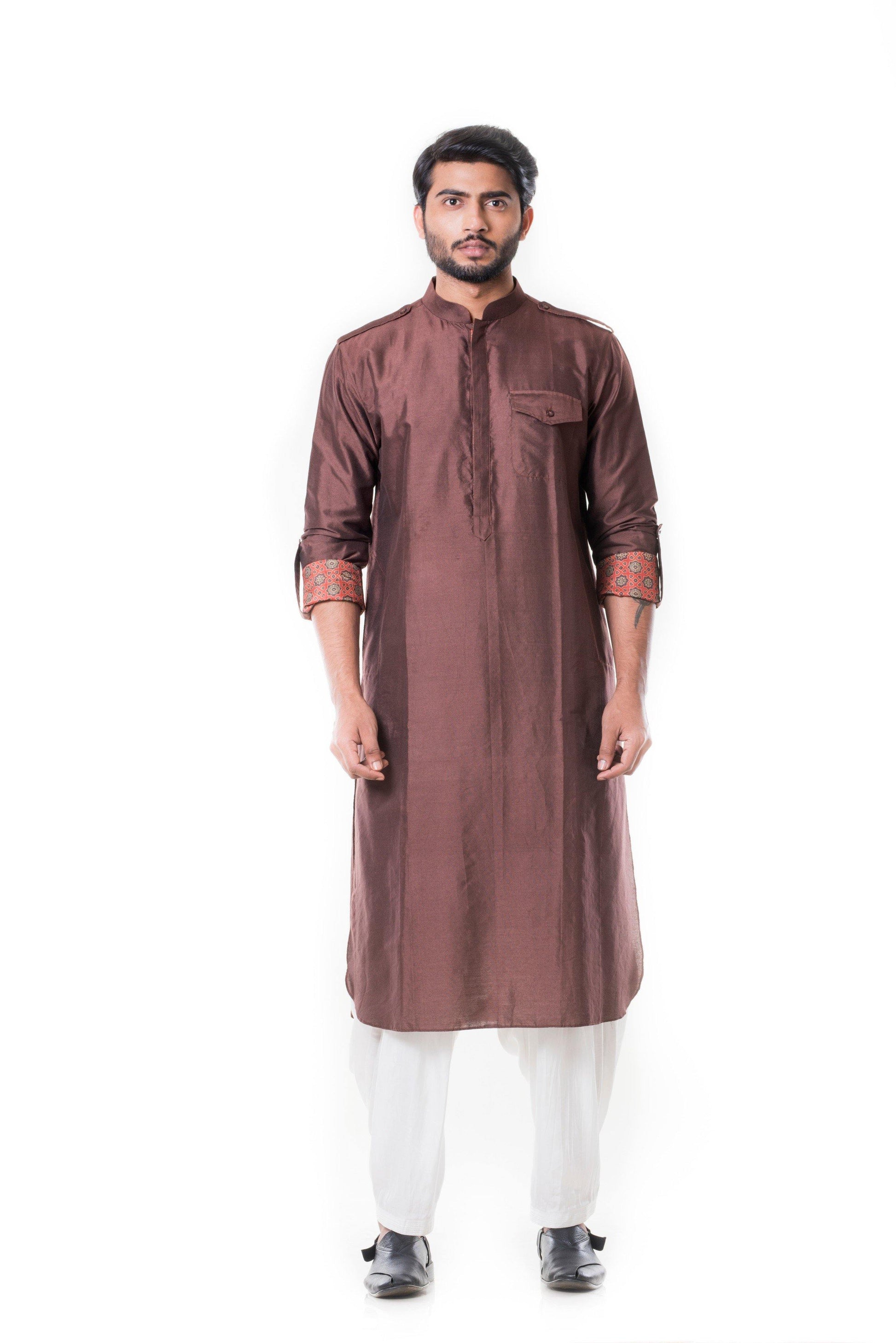 Coffee Pathani Set-Men-Glamourental