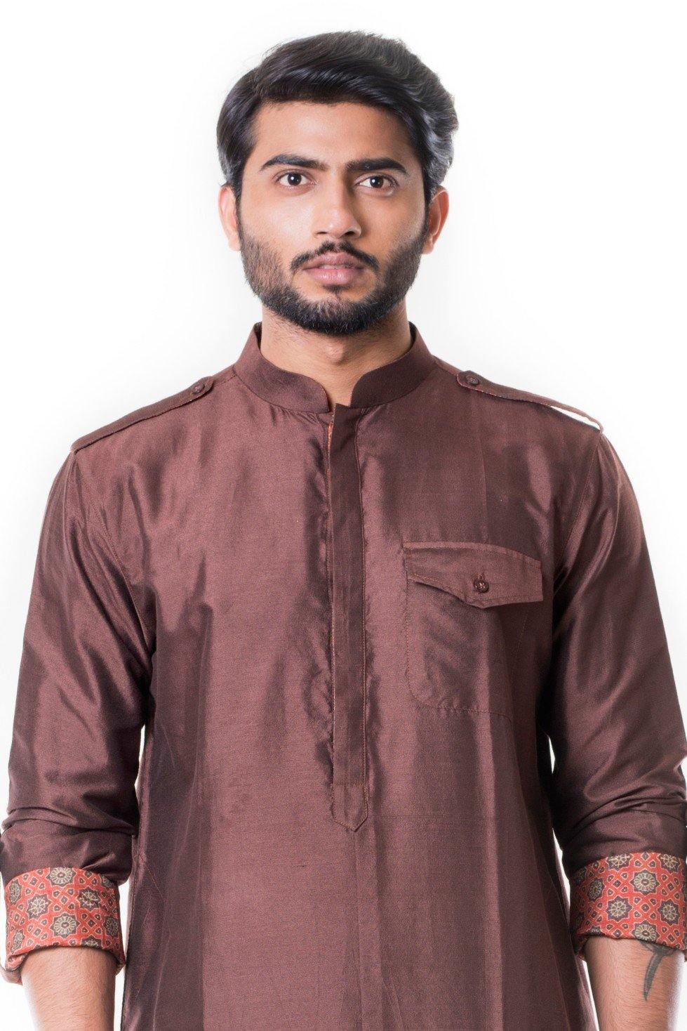 Coffee Pathani Set-Men-Glamourental