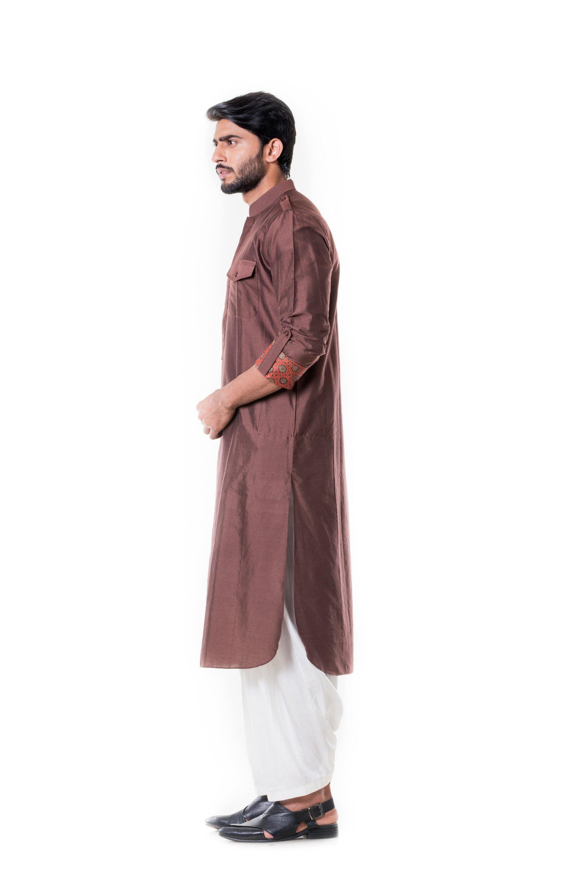 Coffee Pathani Set-Men-Glamourental