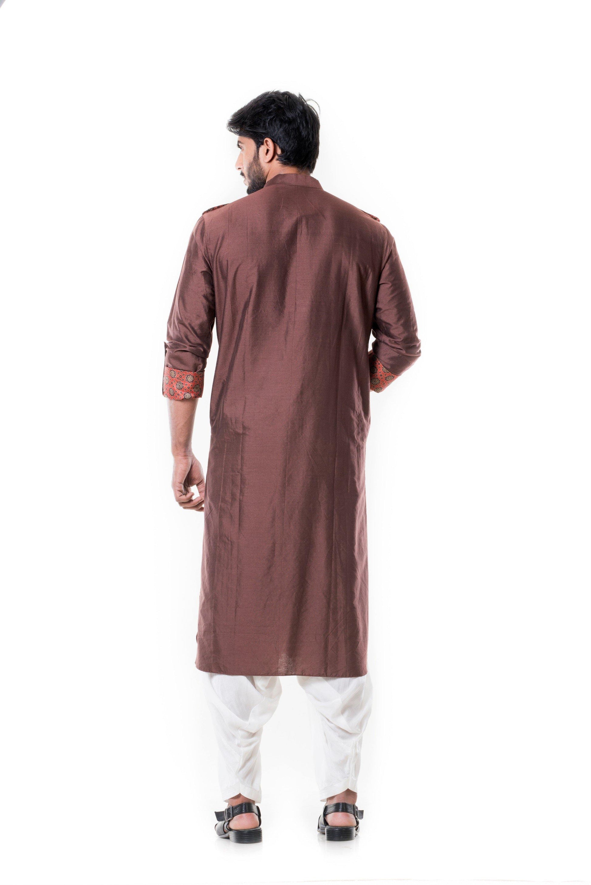 Coffee Pathani Set-Men-Glamourental