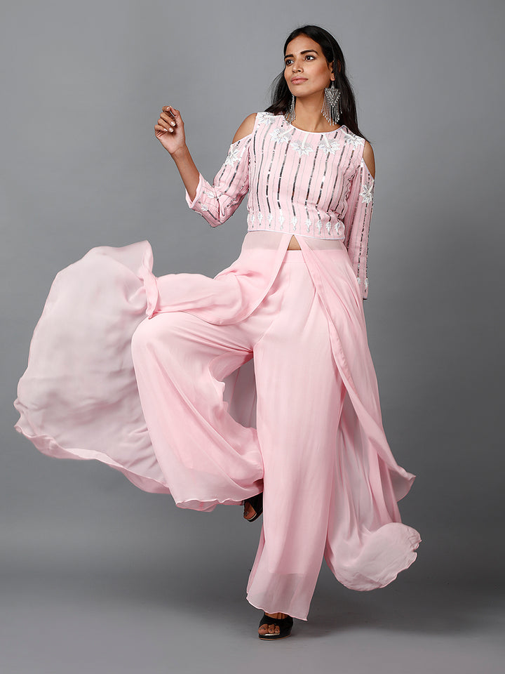 Miracolos By Ruchi's Classy Embroidered Kurta and Pallazo - Rent