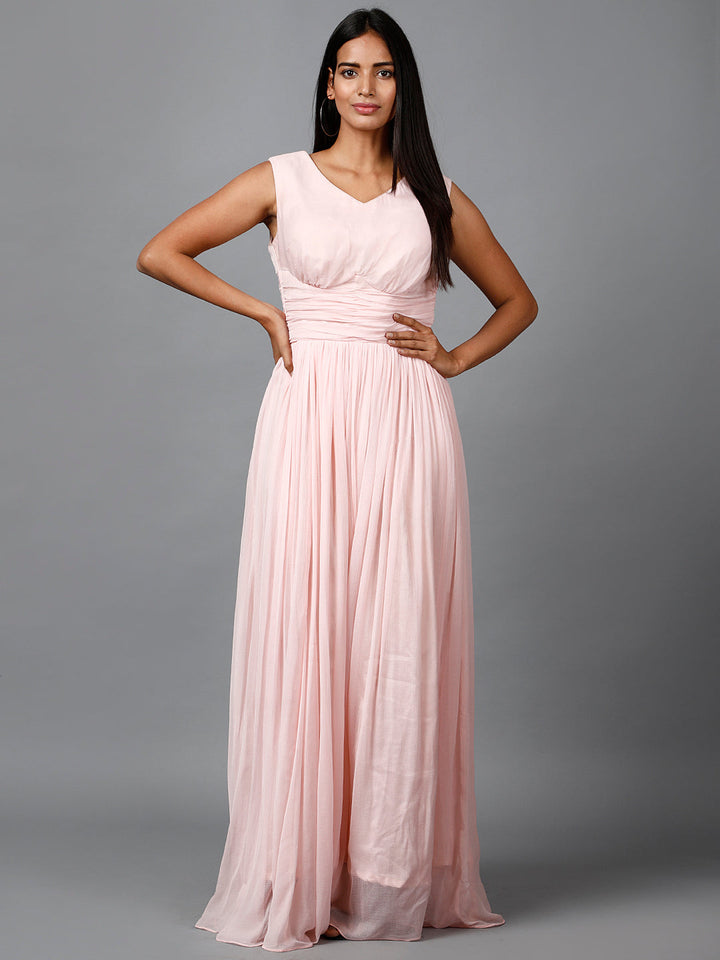 Miracolos By Ruchi's Beautiful Sleeveless V- Neck Chiffon Gowns  - Rent