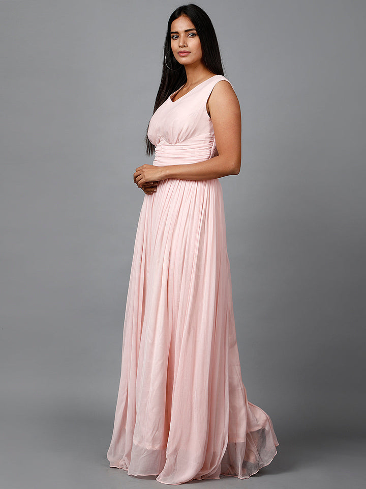 Miracolos By Ruchi's Beautiful Sleeveless V- Neck Chiffon Gowns  - Rent