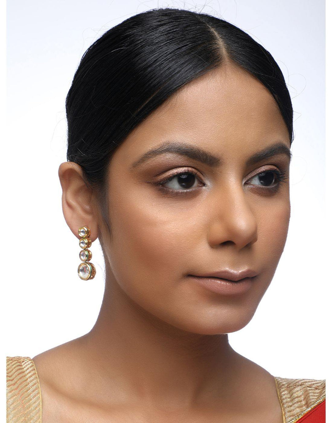 Stone Kundan Earrings-Accessories-Glamourental
