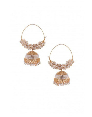 Pearl Hoops With Jhumki-Accessories-Glamourental