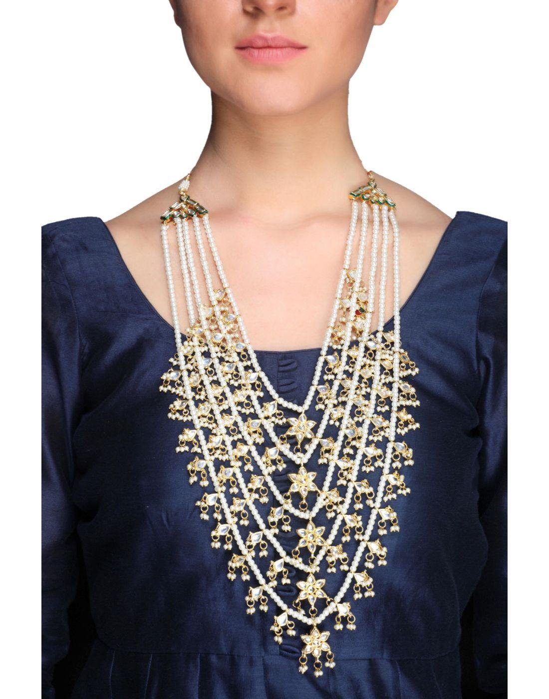 Kundan 5 Layered Neckpiece-Accessories-Glamourental