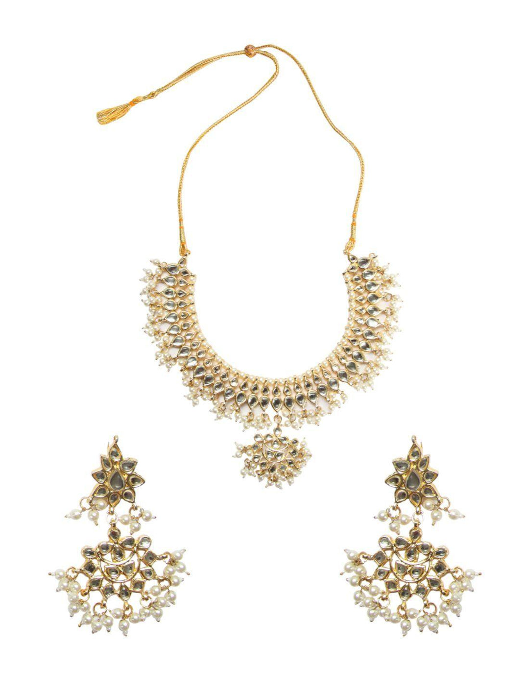 Kundan Neckpiece With Earrings-Glamourental-Accessories-Glamourental