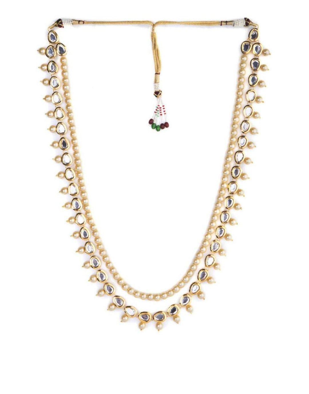 Kundan And Pearl Neckpiece-Accessories-Glamourental