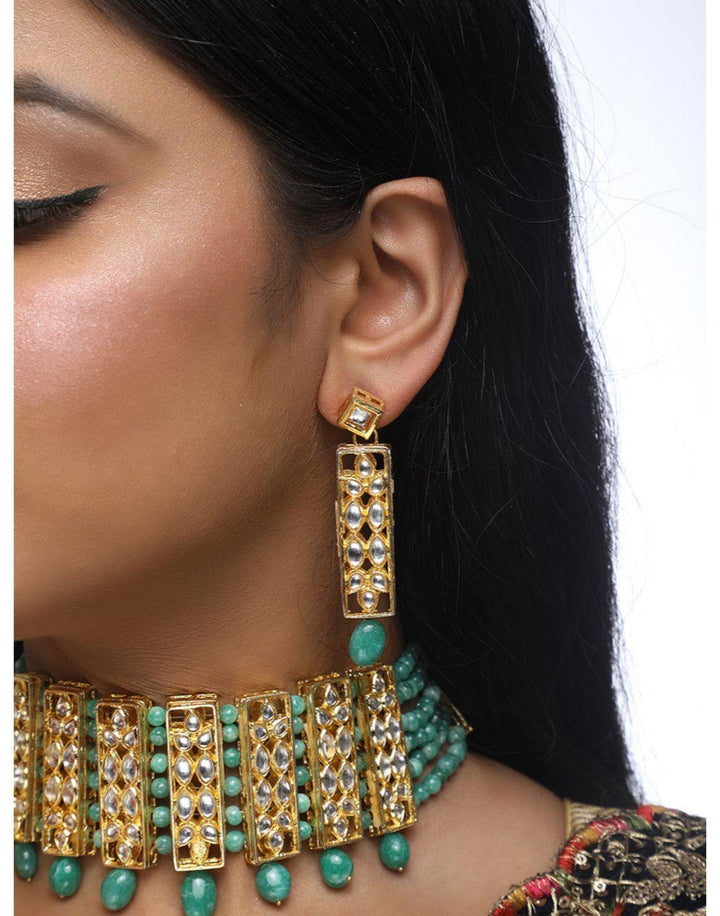 Emerald Stone Kundan Choker-Accessories-Glamourental