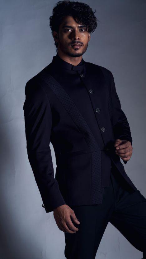 Purple Prince Coat with Black Trouser-Men-Glamourental
