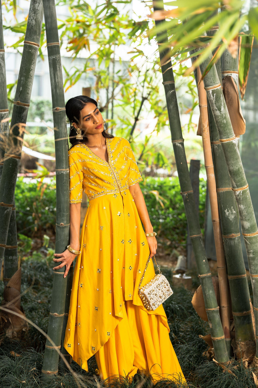 Rent Yellow Raabya Kurta Sharara Set - Glamourental