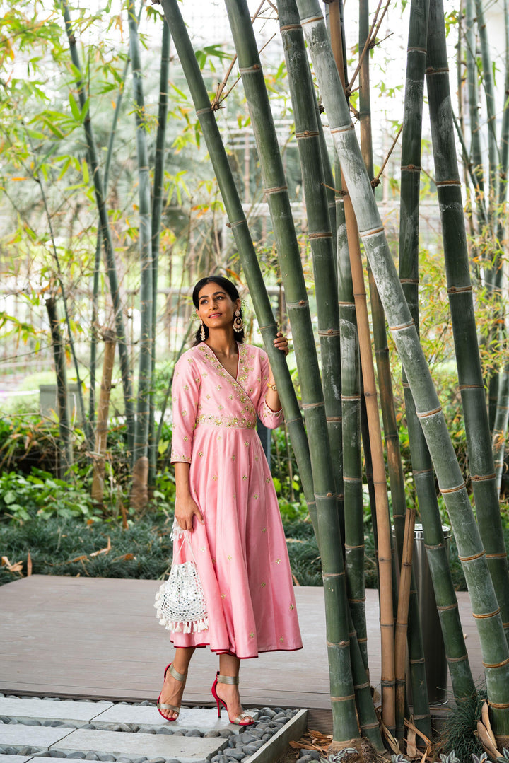 Rent Pink Saachi Wrap Dress - Glamourental