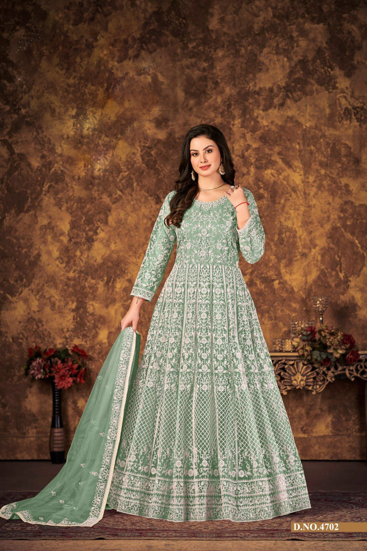 Classy Anarkali with heavy embroidery
