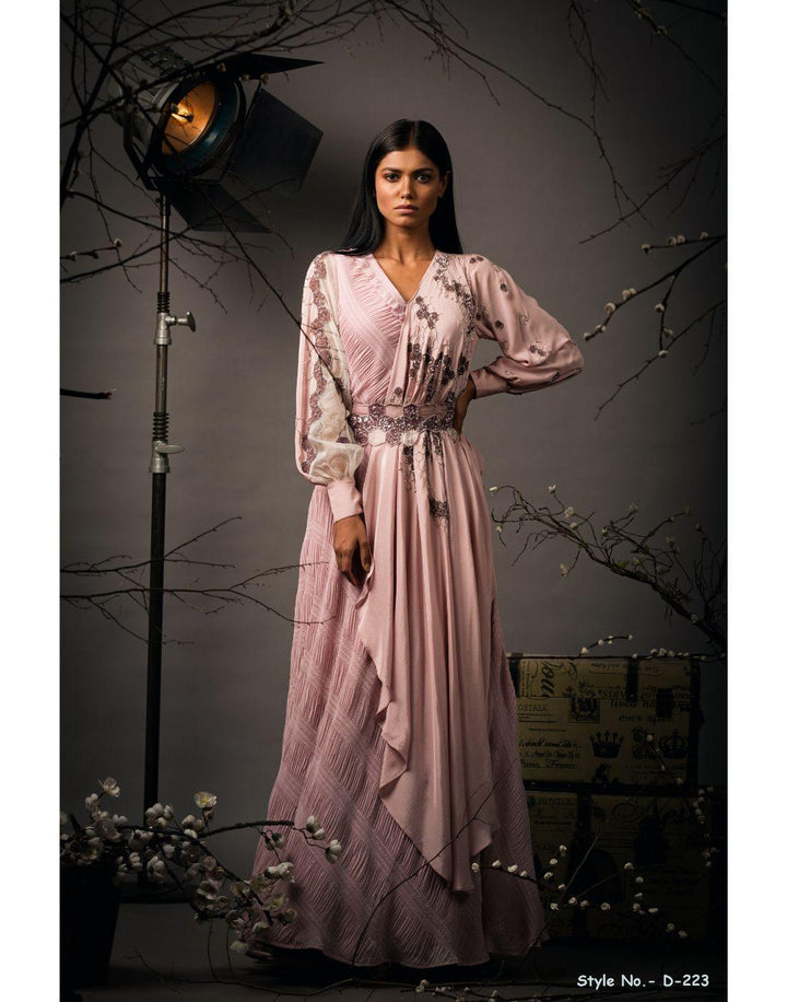 Rent Honeycome Dress Baby Pink Crush Fabric-Women-Glamourental