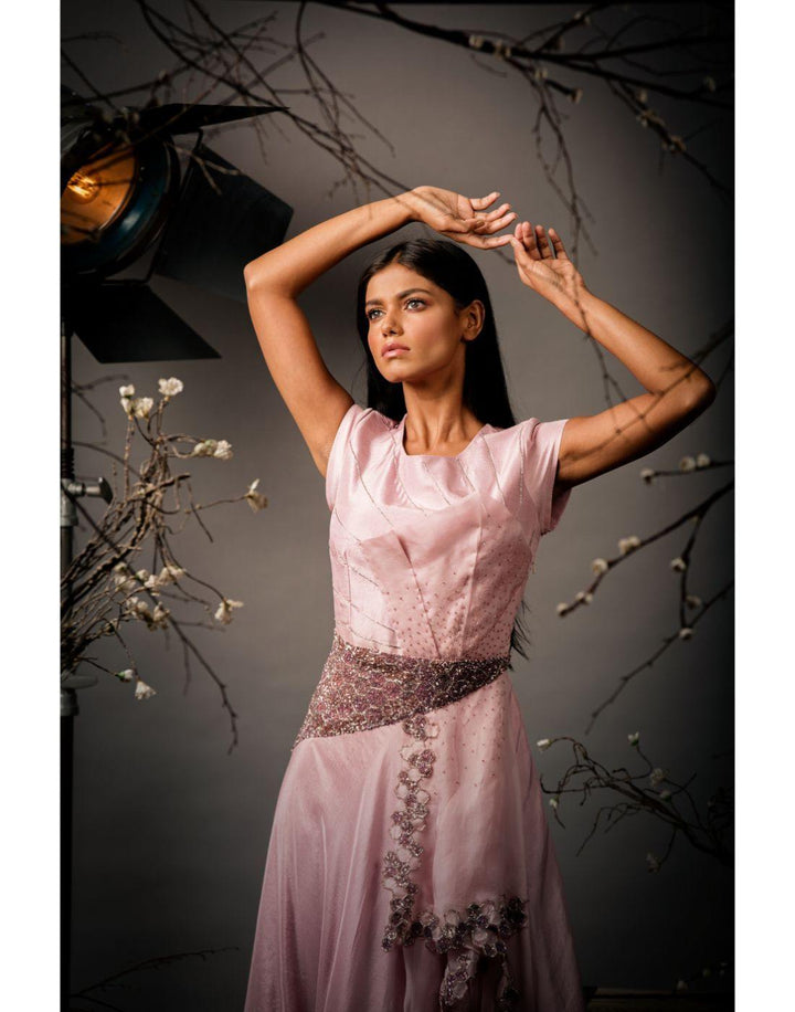 Rent Honeycome Gown Organza Fabric Sequin Work-Women-Glamourental