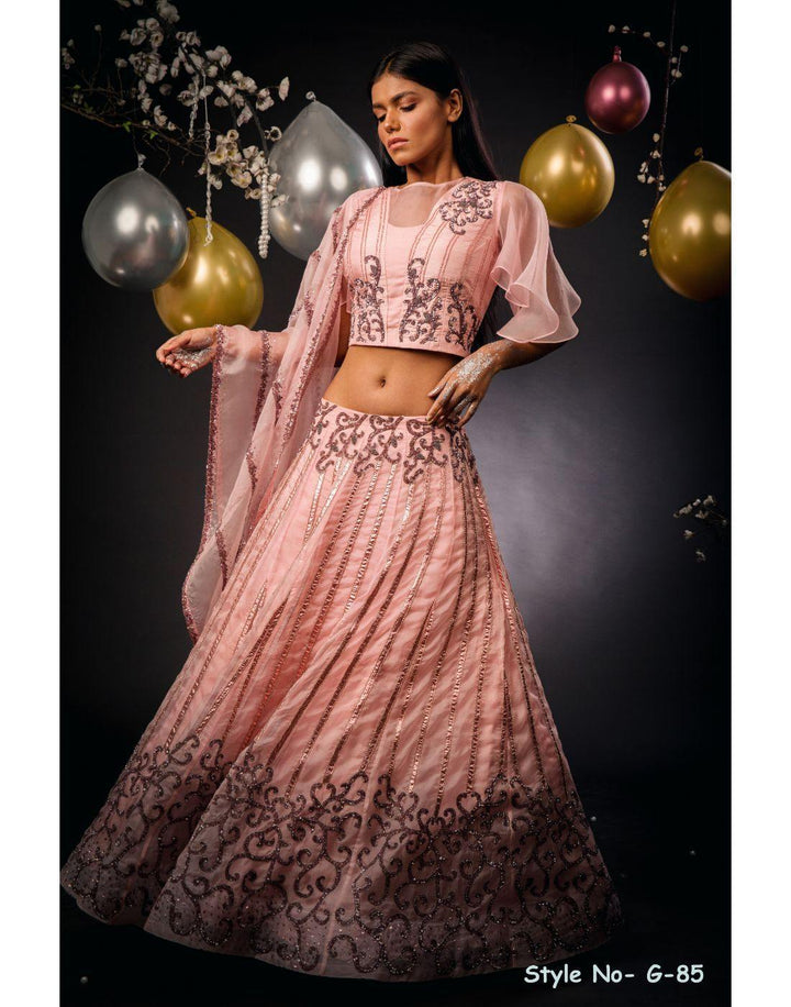 Rent Heavy Ghagra With Blouse And Chunni-Women-Glamourental