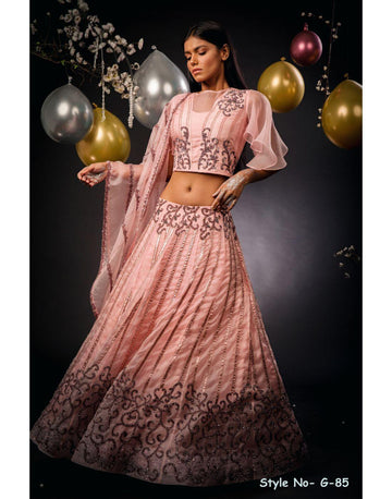 Rent Heavy Ghagra With Blouse And Chunni-Women-Glamourental