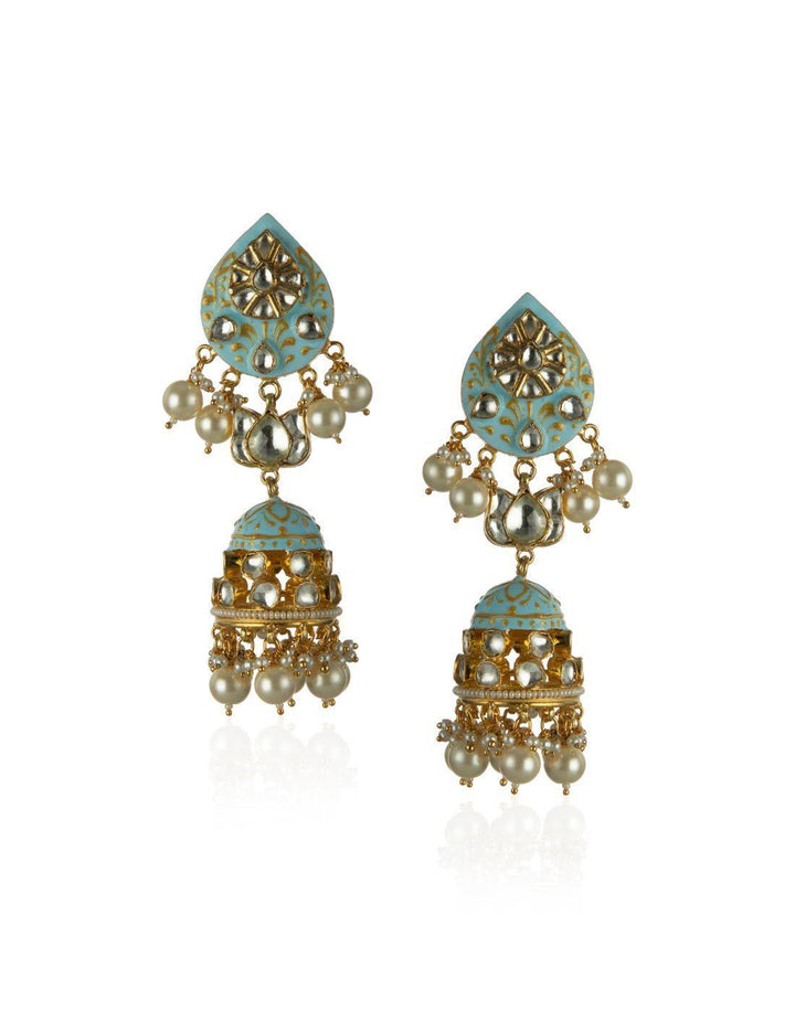 Moghul Pastel Blue Meenakari Choker Necklace Online -USA-Accessories-Glamourental