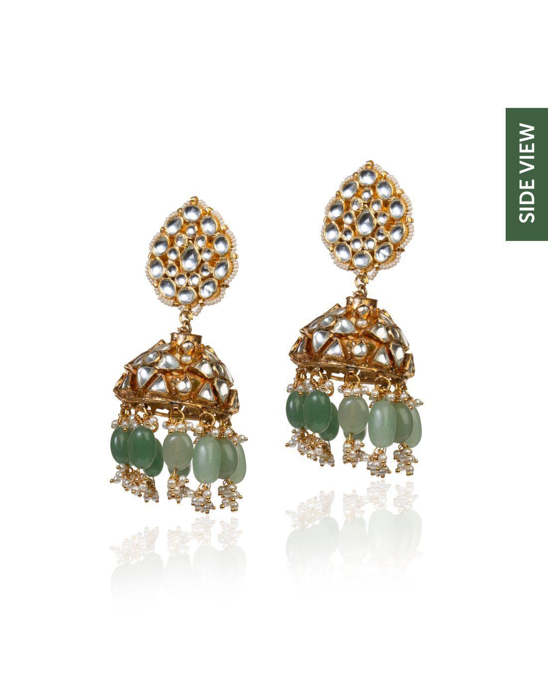 Wedding Wear Green 35.8g Polished Artificial Necklace Earring Set, Free  Size at Rs 1099/set in Mumbai