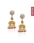 Pink and White Pearl Meenakari Heavy Pendant Necklace Set-Accessories-Glamourental