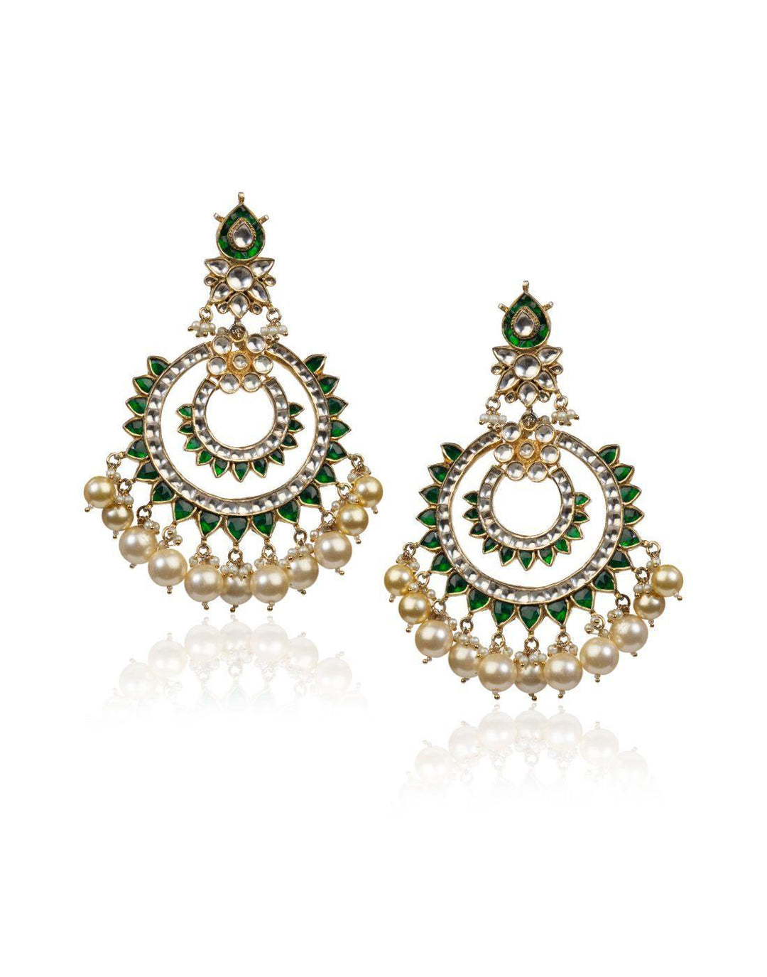 Green Two Line Leaf Shape Chand Baalis-Accessories-Glamourental