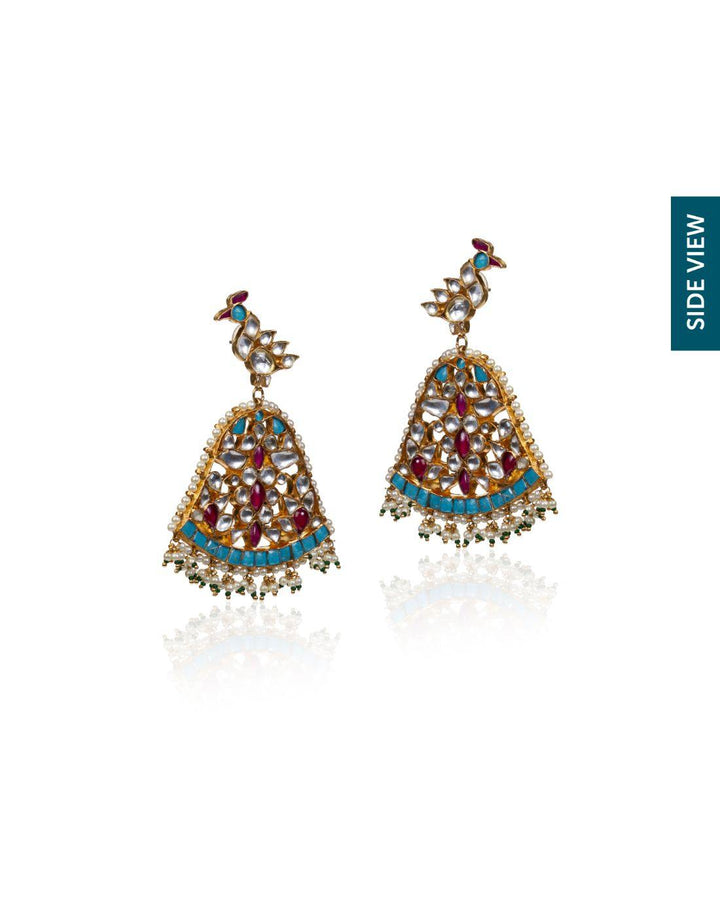 Firozi Peacock Earrings-Accessories-Glamourental