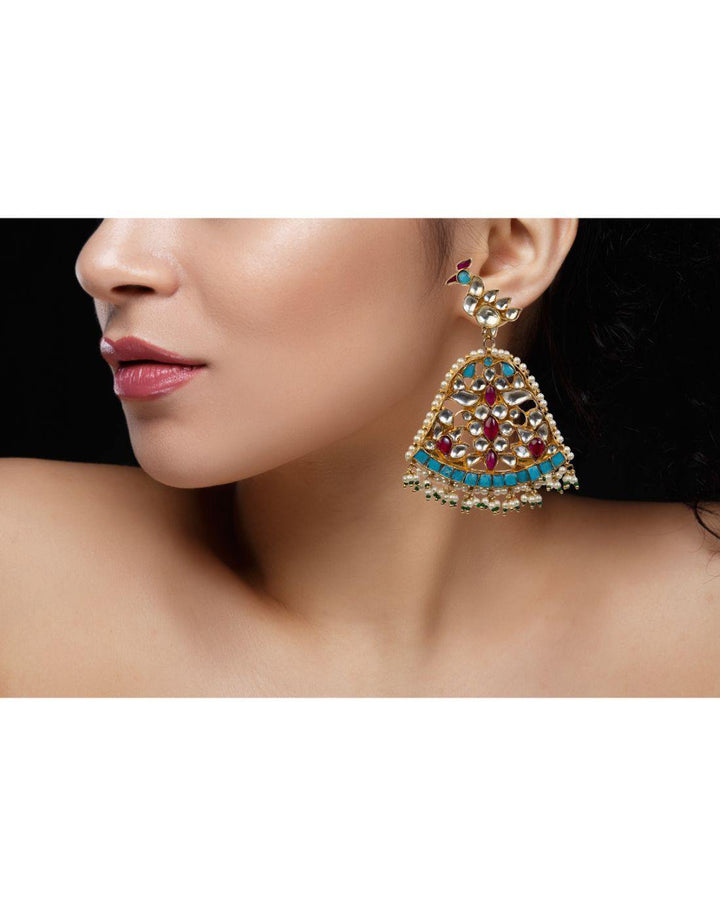 Firozi Peacock Earrings-Accessories-Glamourental