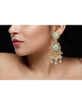 Firozi And White Earrings-Accessories-Glamourental