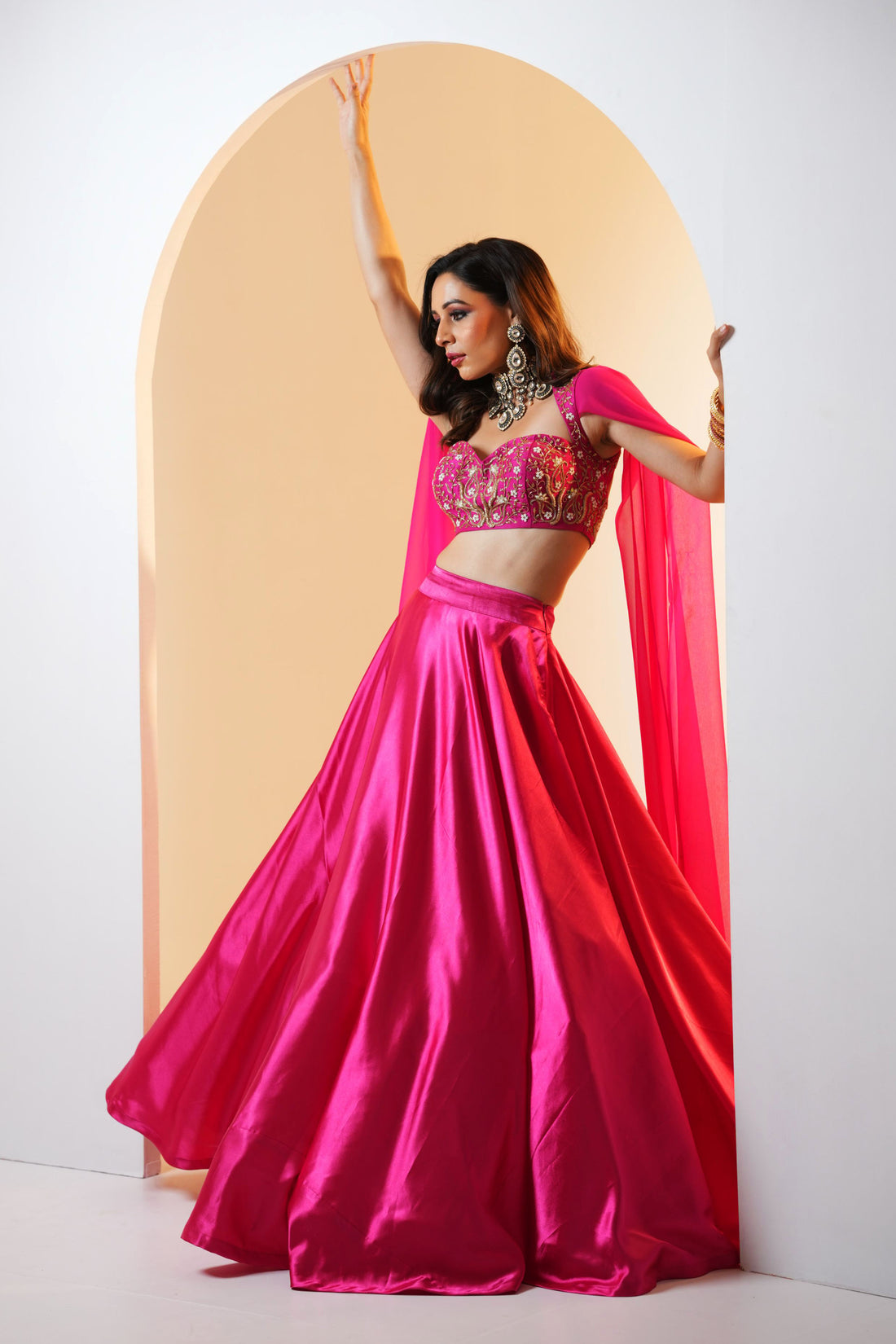 Rashika Sharma's Pink embroidered Lehenga Set - Rent