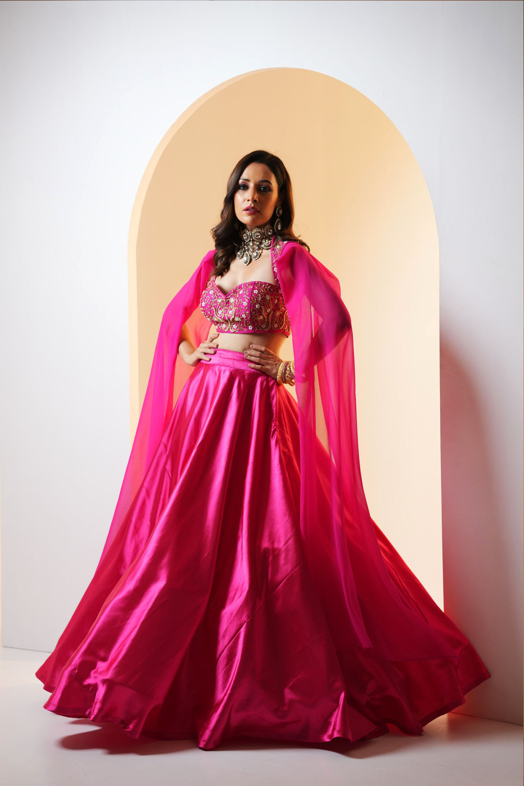 Rashika Sharma's Pink embroidered Lehenga Set - Rent