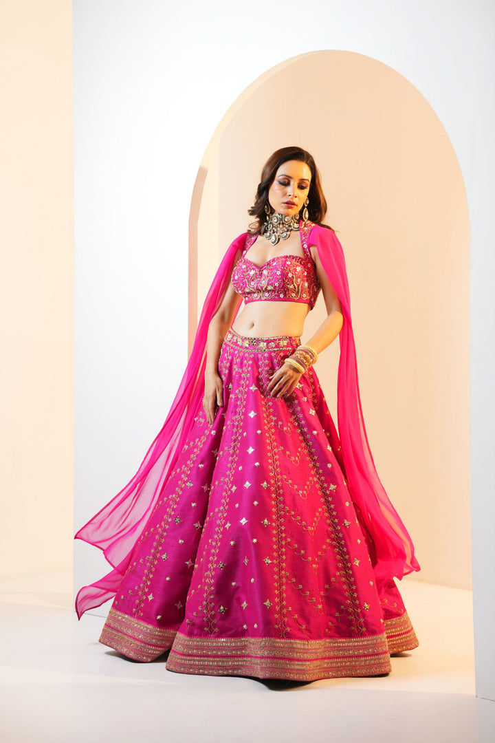 Rashika Sharma's Hot Pink embroidered Lehenga Set - Rent