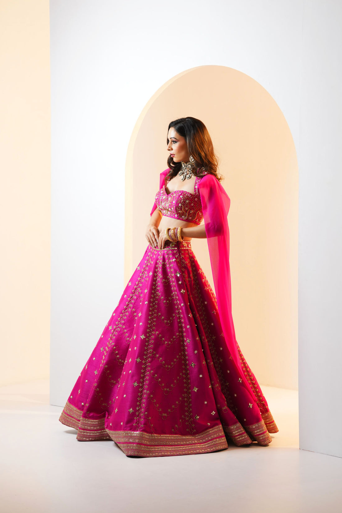 Rashika Sharma's Hot Pink embroidered Lehenga Set - Rent