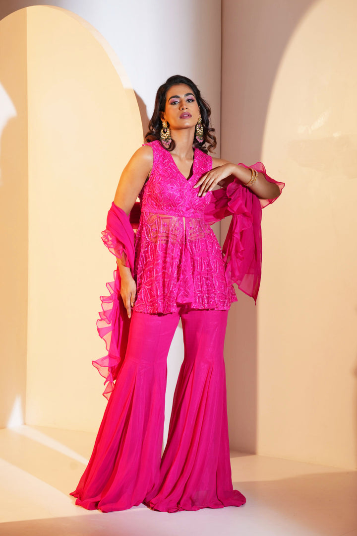 Rashika Sharma's Hot Pink kurta and Sharara set - Rent